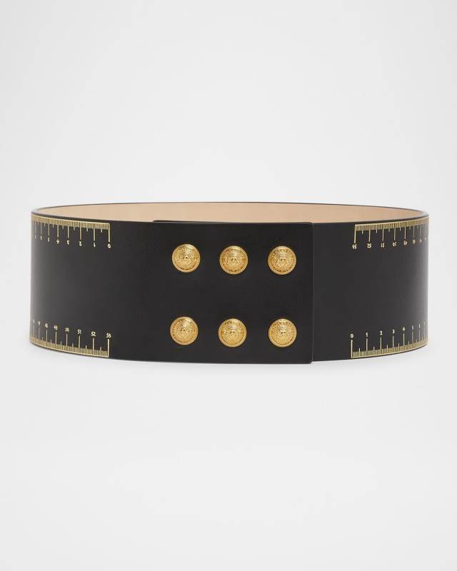 Wide Leather Belt W/ Couture Pins